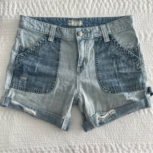 Free People Two-Tone Denim Shorts